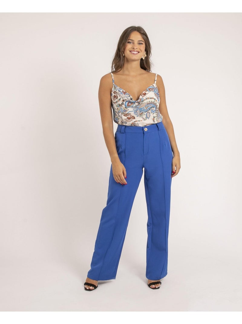 Pantalon coupe droite ELSY Bleu roi - Kiabi