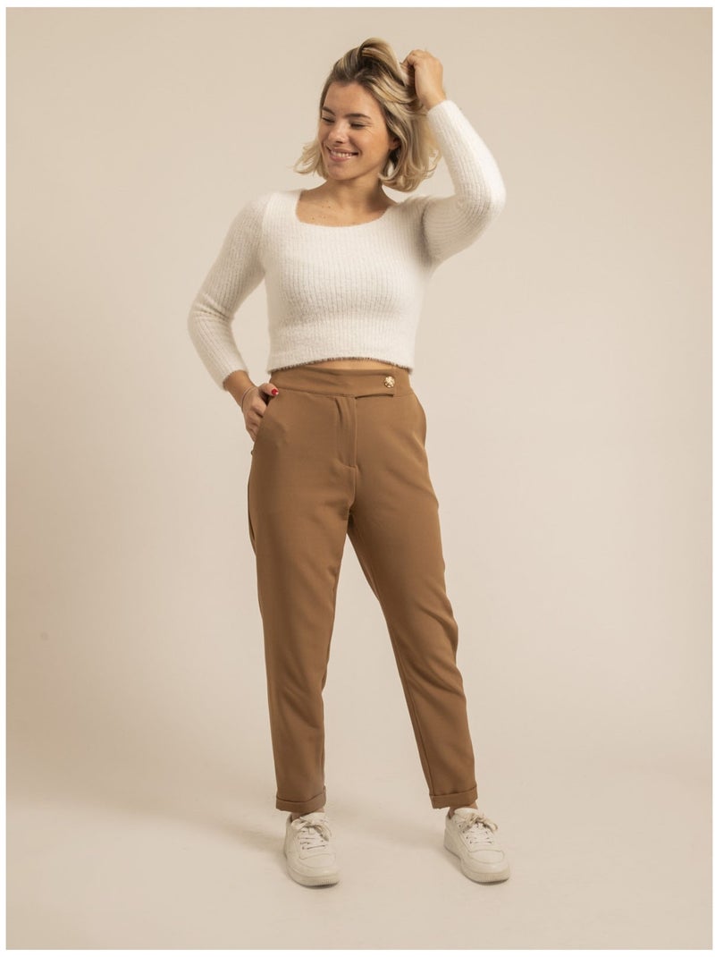 Pantalon coupe droite EMILOU Marron caramel - Kiabi