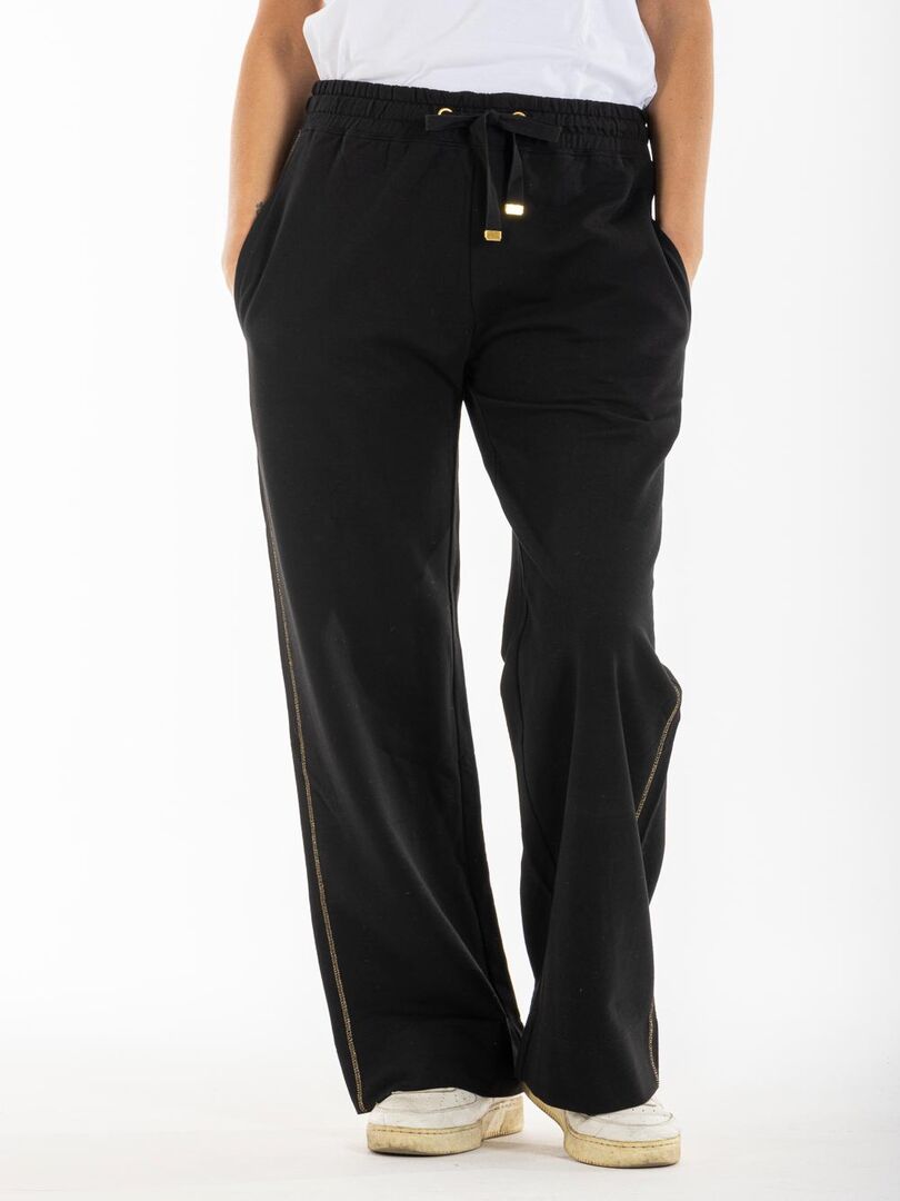 Pantalon coupe flare en molleton MANIA 'Rica Lewis' Noir - Kiabi