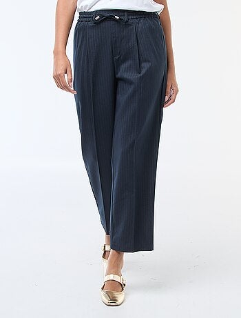 Pantalon coupe large à la taille élastiquée + liens à nouer
