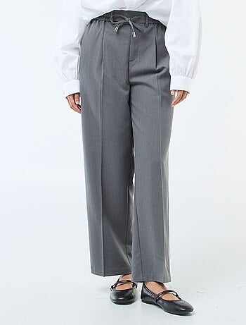 Pantalon coupe large à la taille élastiquée + liens à nouer