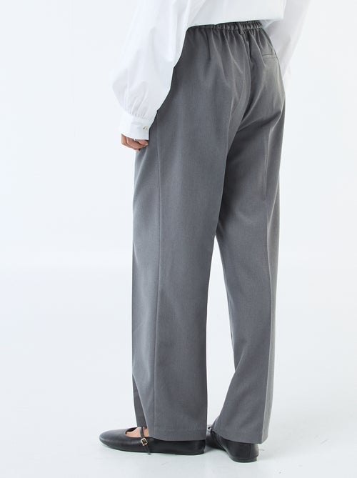 Pantalon coupe large à la taille élastiquée + liens à nouer - Kiabi