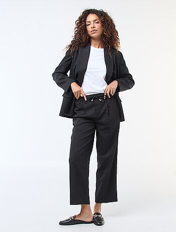Pantalon coupe large à la taille élastiquée + liens à nouer