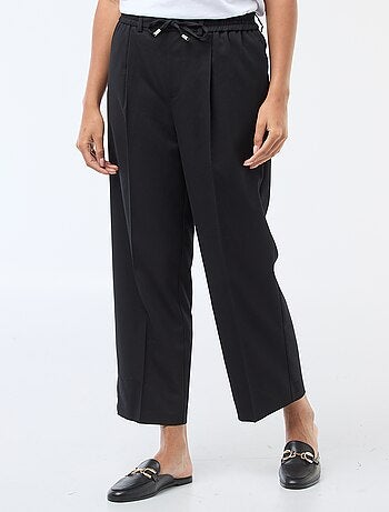 Pantalon coupe large à la taille élastiquée + liens à nouer