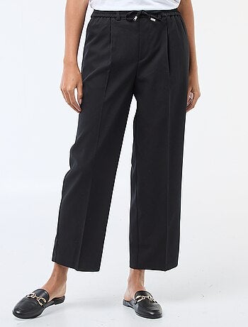 Pantalon coupe large à la taille élastiquée + liens à nouer