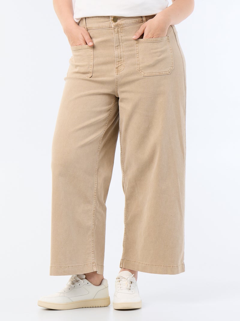 Pantalon coupe large / wide leg taille standard Beige - Kiabi