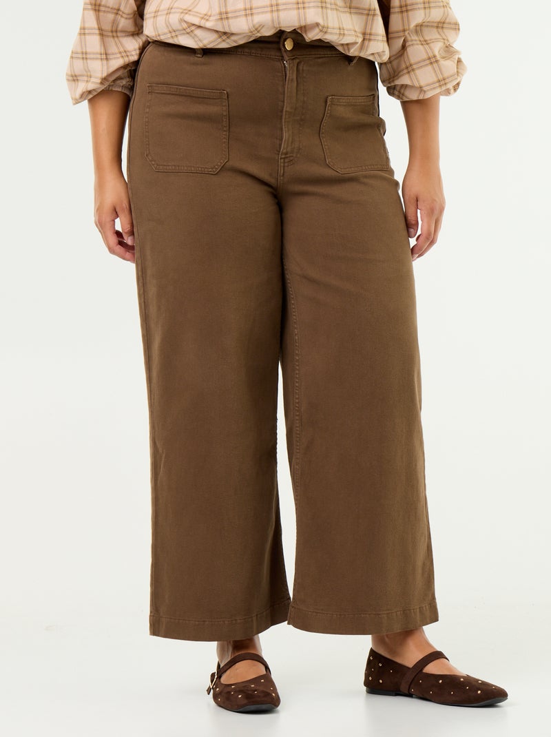 Pantalon coupe large / wide leg taille standard Marron - Kiabi