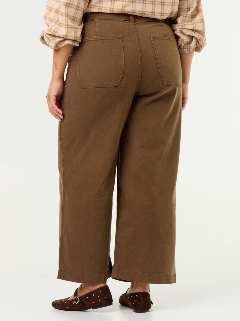 Pantalon coupe large / wide leg taille standard Marron - Kiabi