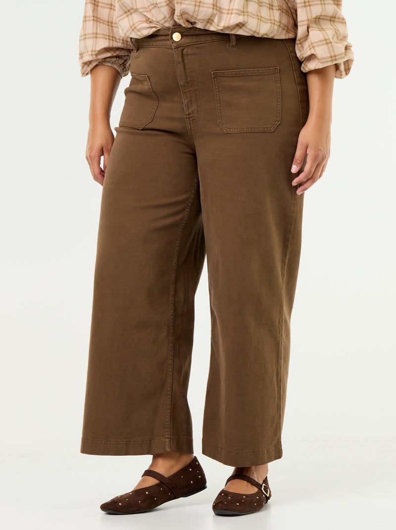 Pantalon coupe large / wide leg taille standard Marron - Kiabi