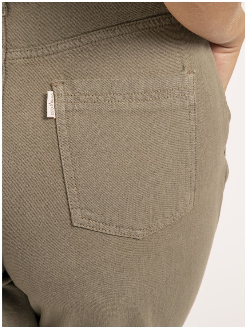 Pantalon coupe mom EZEL Kaki - Kiabi