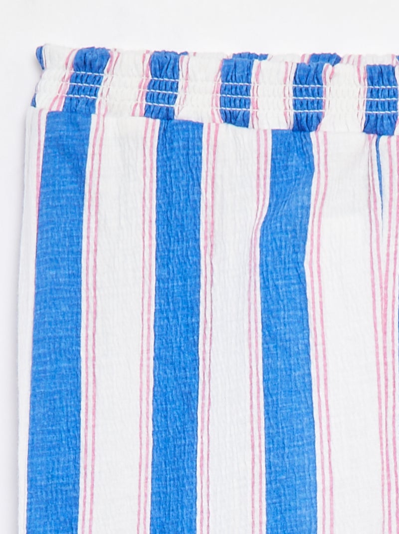 Pantalon coupe paperbag à motif rayé BLEU - Kiabi