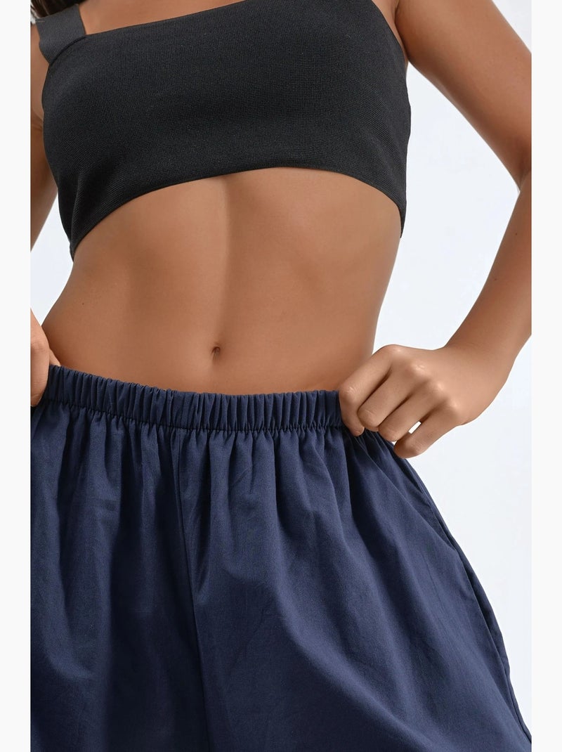 Pantalon crêpe à jambes larges busem Bleu marine - Kiabi
