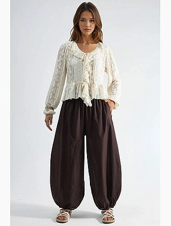 Pantalon crêpe à jambes larges busem