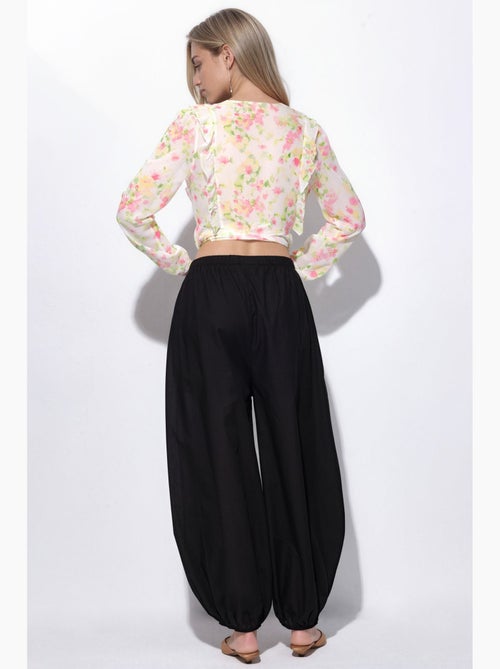 Pantalon crêpe à jambes larges busem - Kiabi