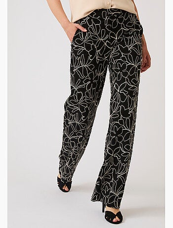 Pantalon crêpe brodé fleuri - Damart