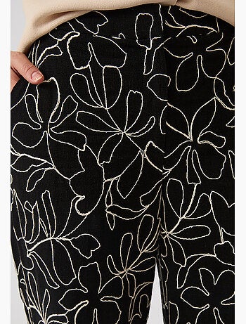 Pantalon crêpe brodé fleuri - Damart