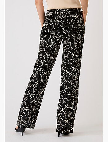 Pantalon crêpe brodé fleuri - Damart
