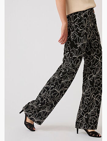 Pantalon crêpe brodé fleuri - Damart