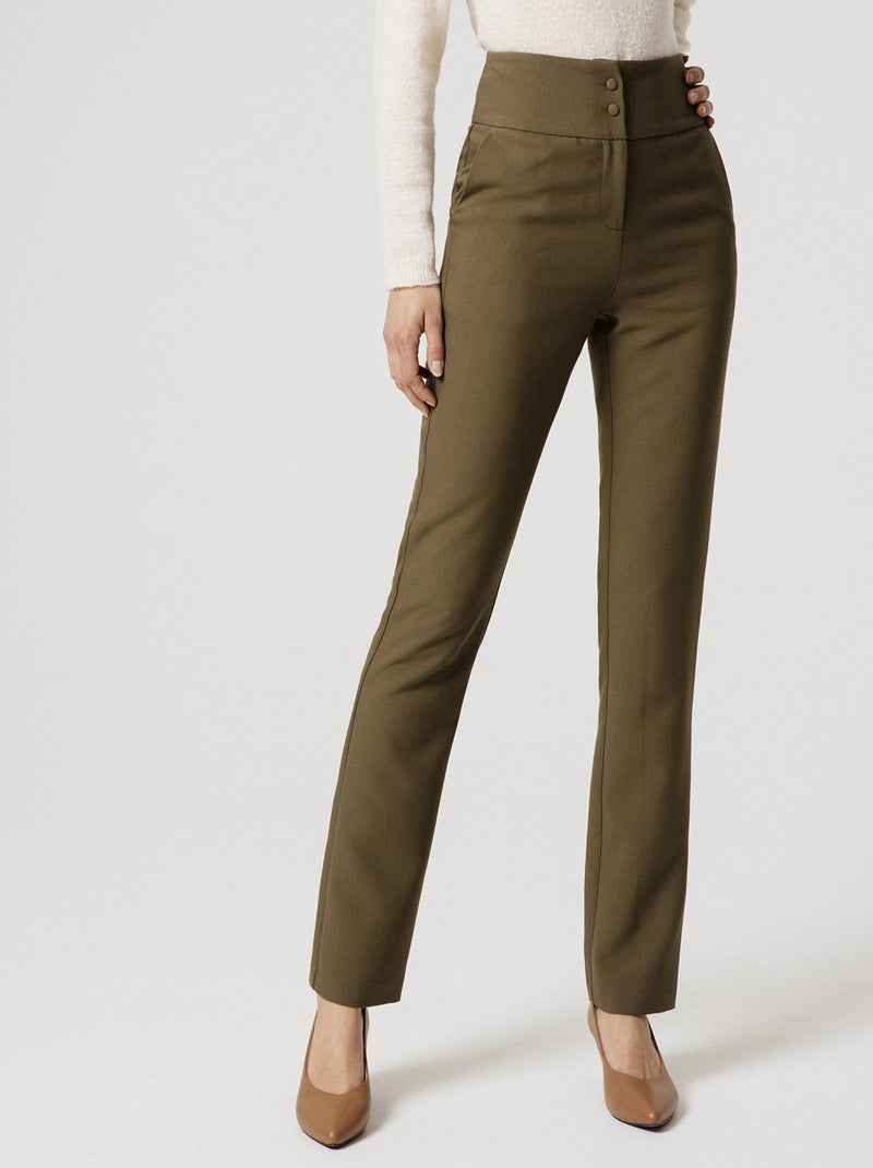Pantalon crêpe taille haute - Damart Kaki - Kiabi