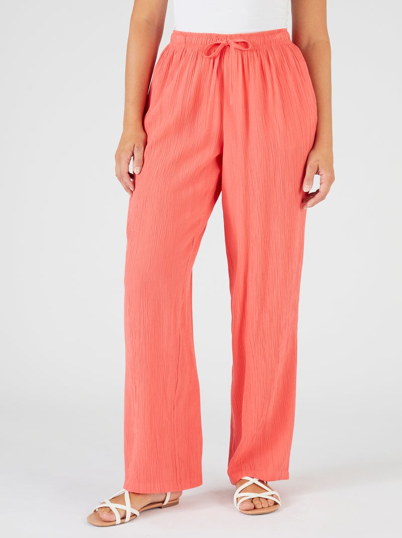 Pantalon crépon - Damart Orange corail - Kiabi