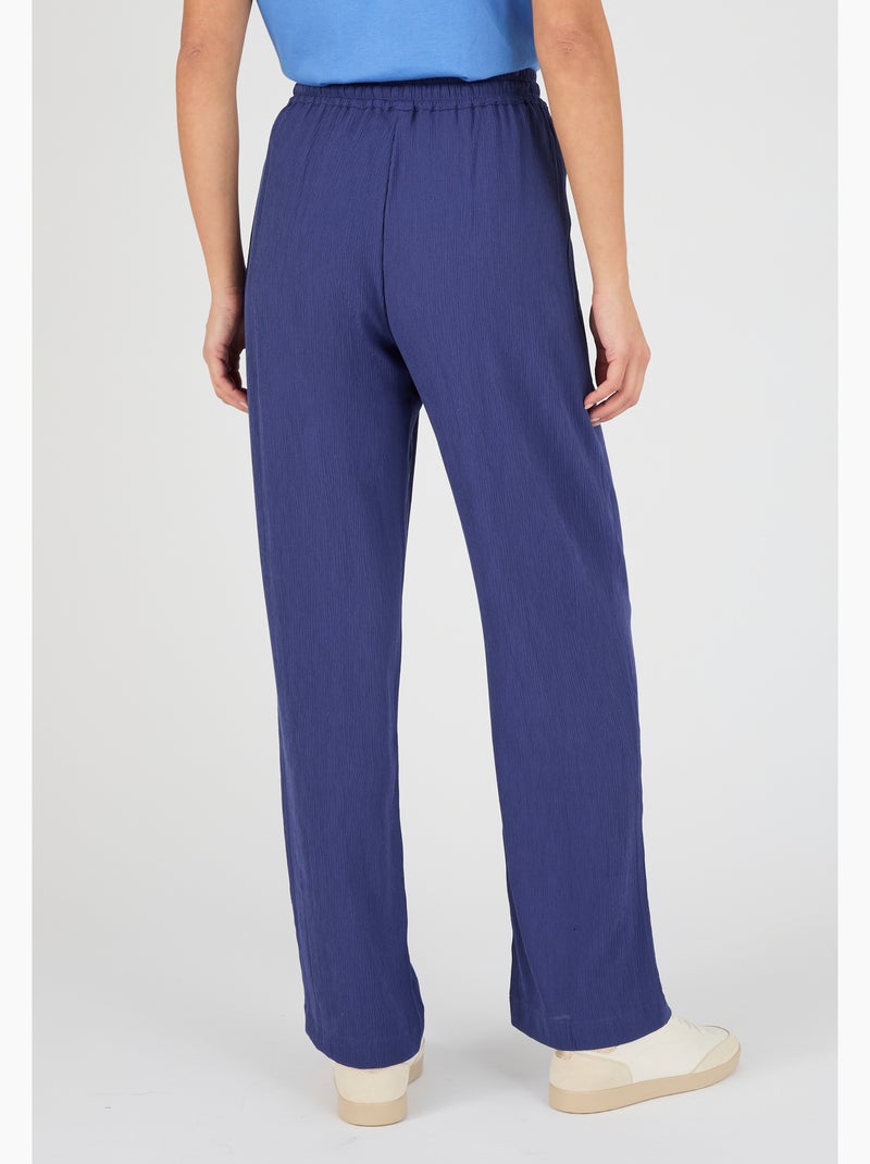 Pantalon crépon enfilable - Damart Bleu - Kiabi