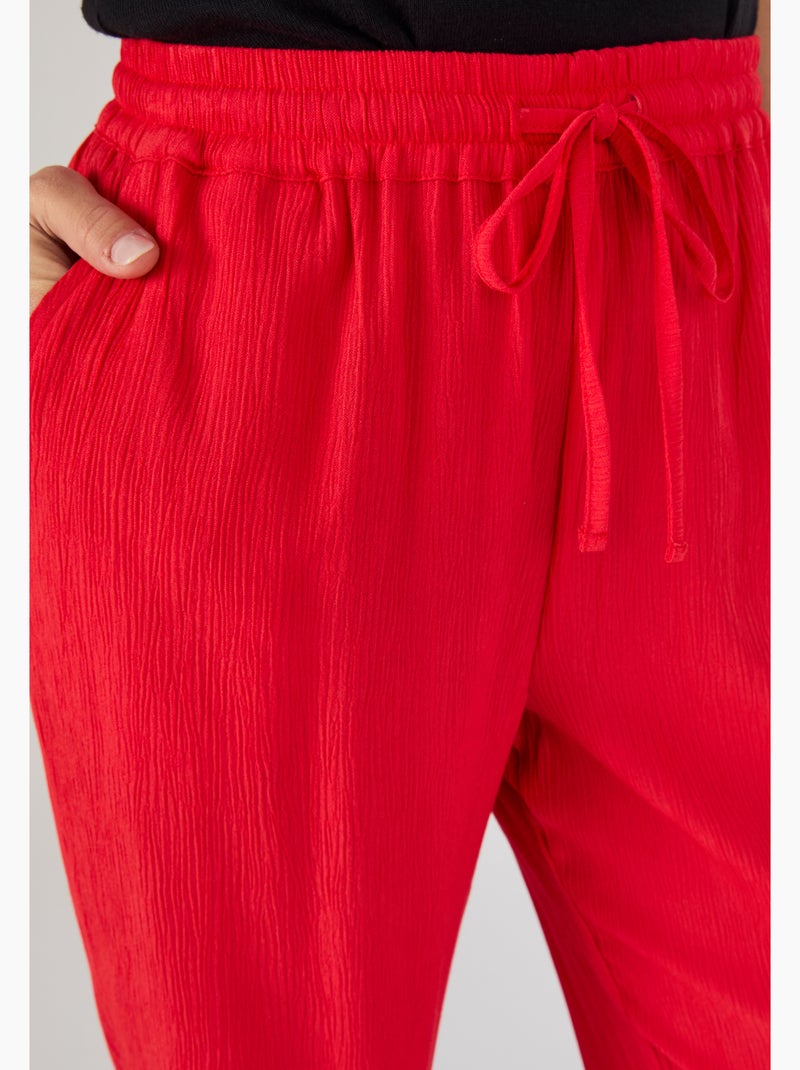 Pantalon crépon enfilable - Damart Rouge - Kiabi