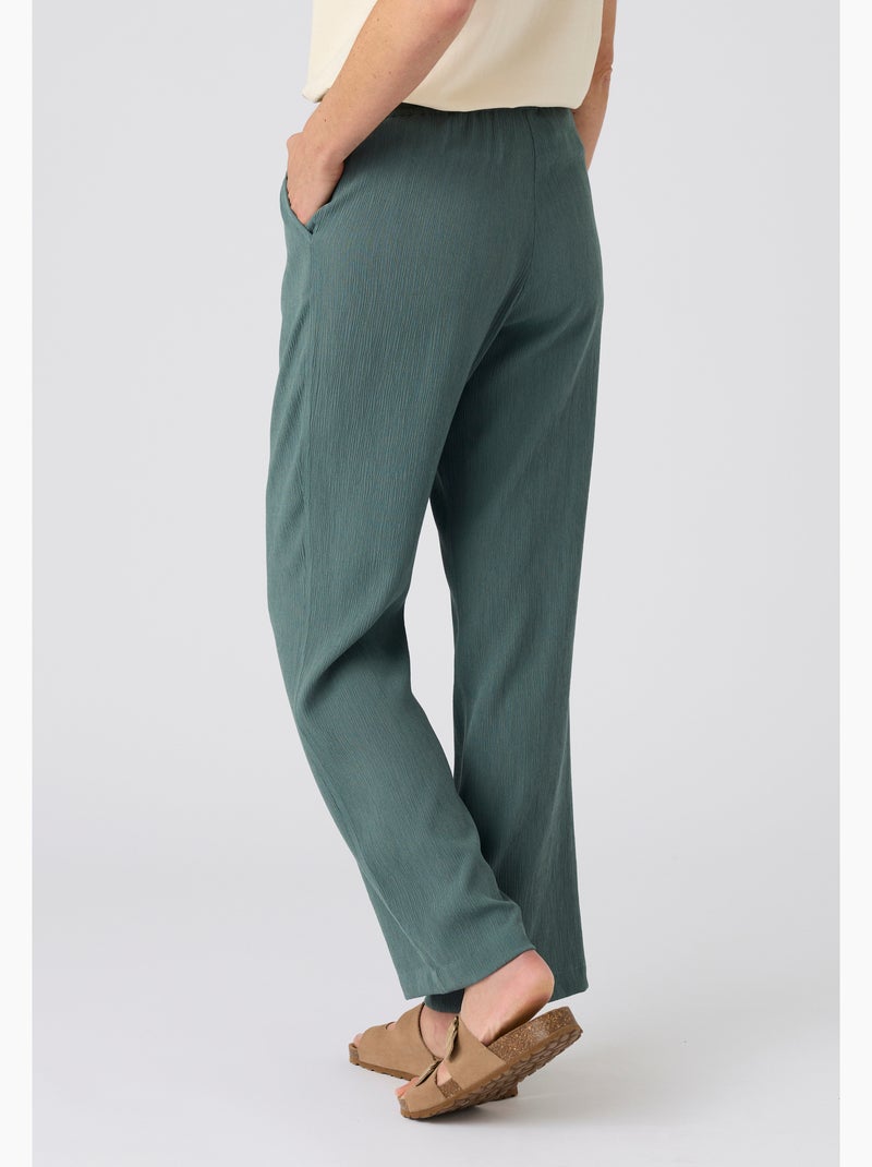 Pantalon crépon enfilable - Damart Vert - Kiabi