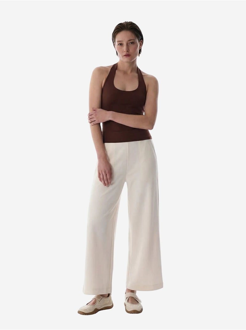 Pantalon crop en modal taille haute penti Blanc cassé - Kiabi