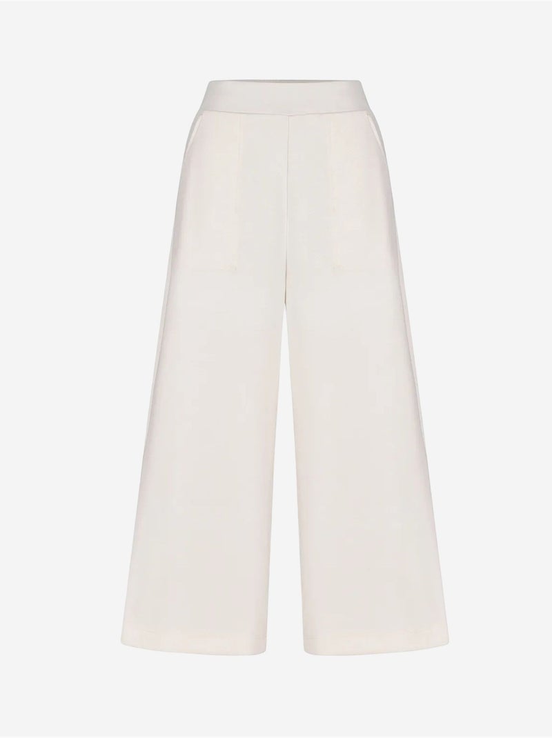 Pantalon crop en modal taille haute penti Blanc cassé - Kiabi