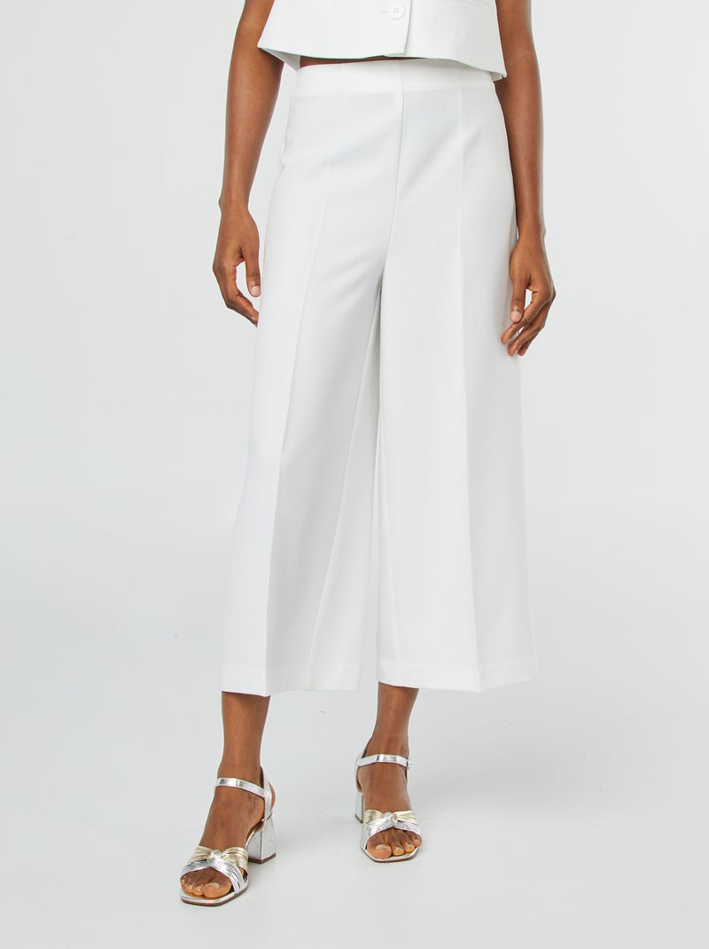Pantalon cropped évasé Blanc - Kiabi