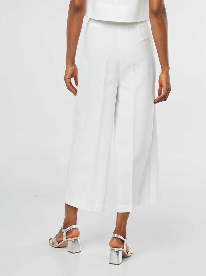 Pantalon cropped évasé Blanc - Kiabi