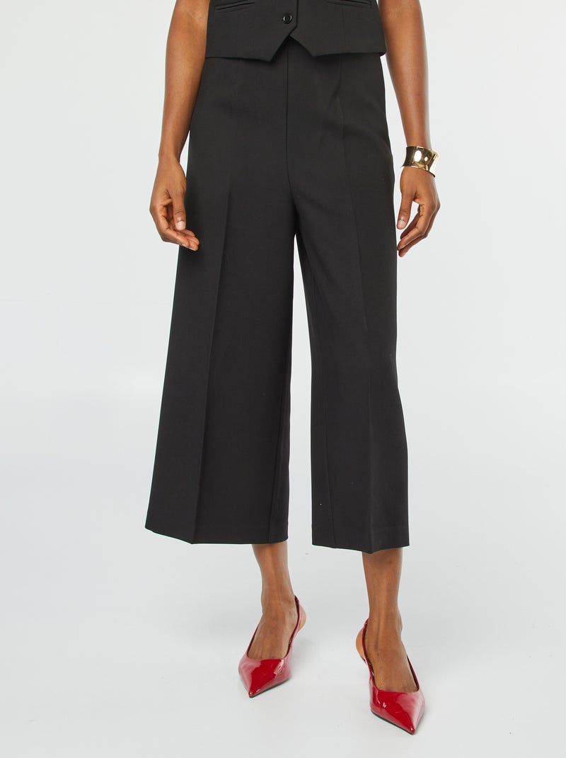 Pantalon cropped évasé Noir - Kiabi
