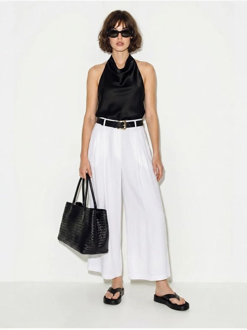Pantalon culotte à taille haute et plis lucci - Kiabi