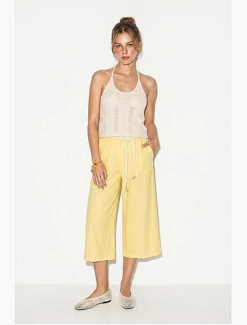 Pantalon culotte femme à taille élastique lucci