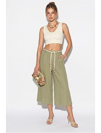 Pantalon culotte femme à taille élastique lucci