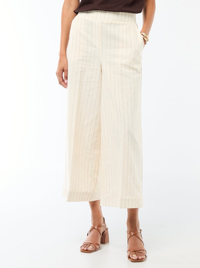 Pantalon culotte femme ample Beige - Kiabi