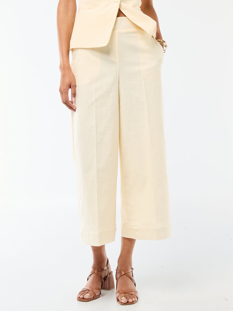 Pantalon culotte femme large Beige - Kiabi