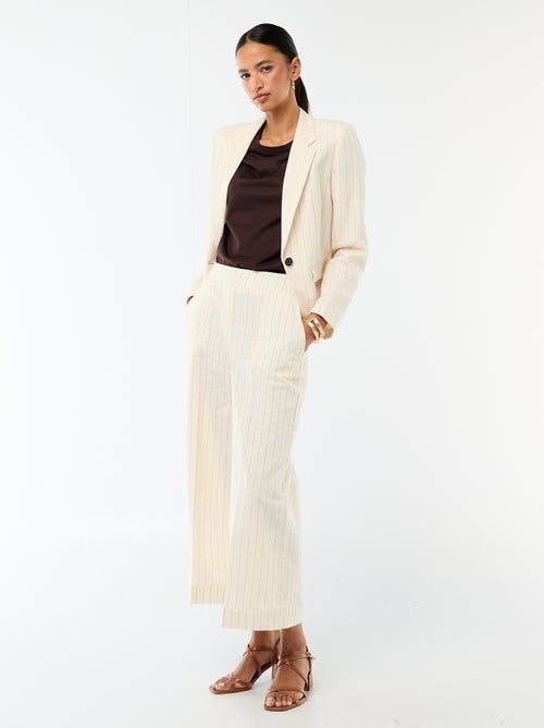 Pantalon culotte large en lin mélangé - Kiabi