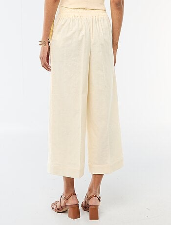 Pantalon culotte large en lin mélangé