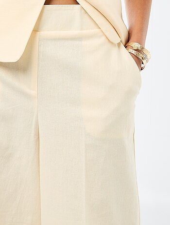 Pantalon culotte large en lin mélangé