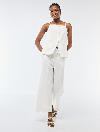 Pantalon culotte large en lin mélangé