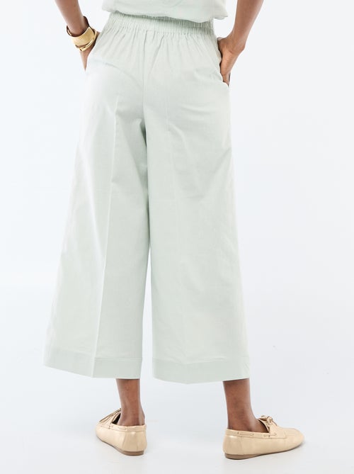 Pantalon culotte large en lin mélangé - Kiabi