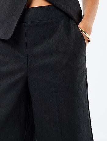 Pantalon culotte large en lin mélangé