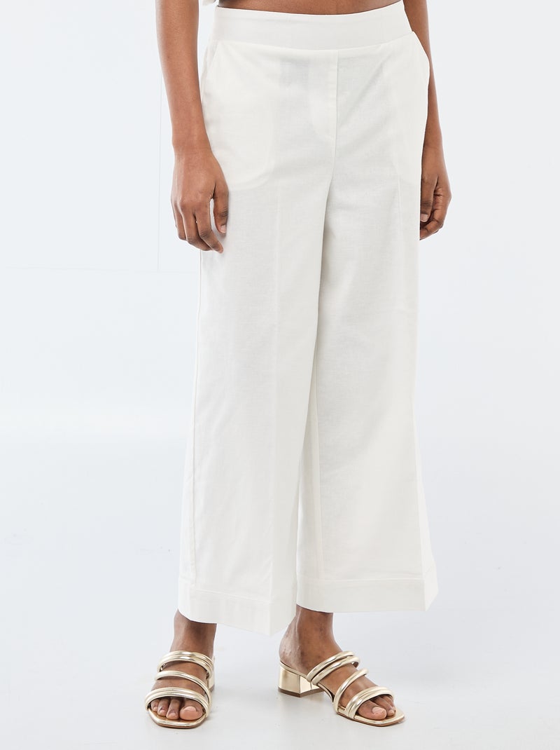 Pantalon culotte large femme Blanc - Kiabi
