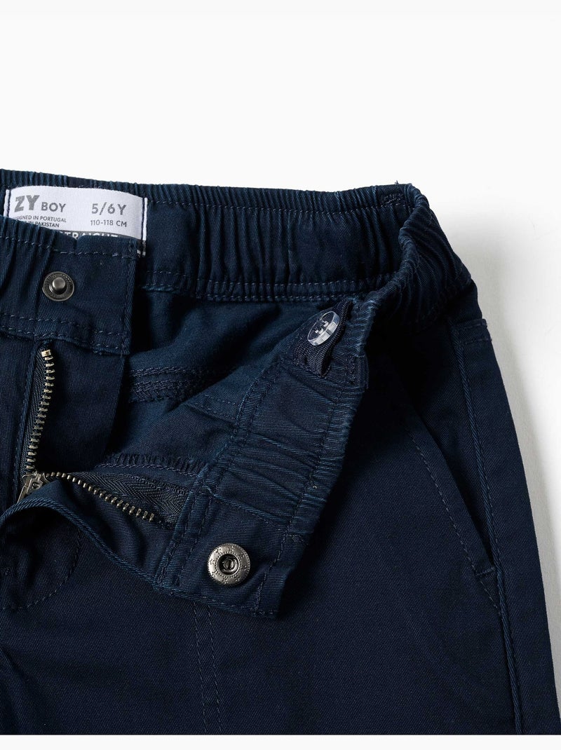 Pantalon de charpentier en sergé avec taille élastiquée Bleu foncé - Kiabi