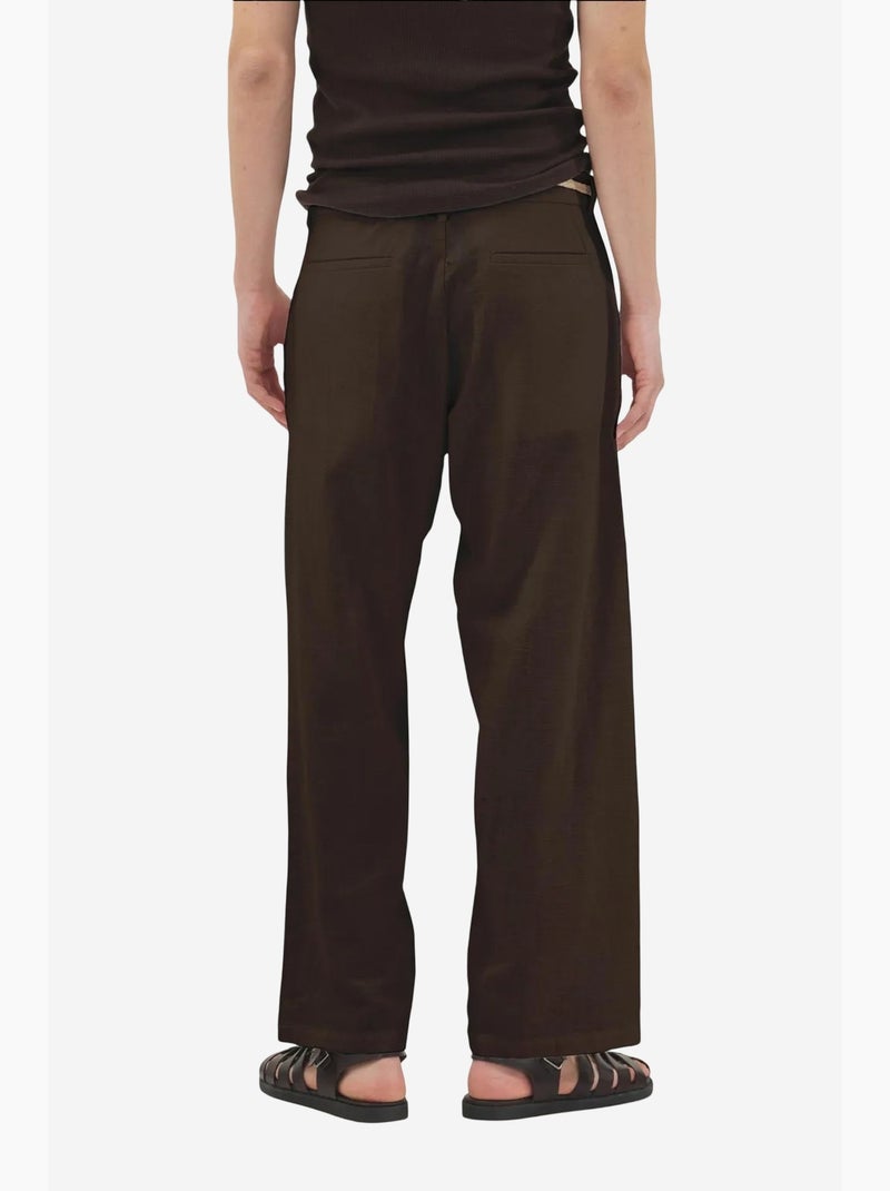 Pantalon de costume coton lin giesto Marron chocolat - Kiabi