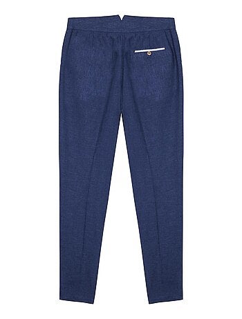 Pantalon de Costume Garçon Lin Bleu Marine AMBROISE - 'LA FAUTE A VOLTAIRE'