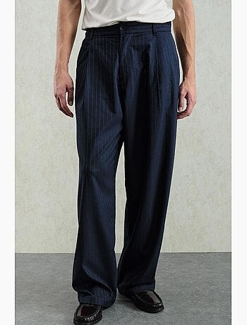 Pantalon de costume homme à taille haute et jambe large, rayé giesto