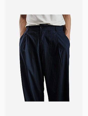 Pantalon de costume homme à taille haute et jambe large, rayé giesto