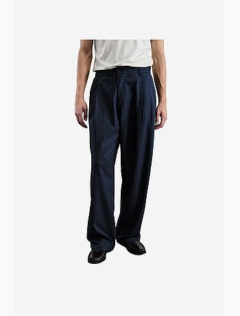 Pantalon de costume homme à taille haute et jambe large, rayé giesto